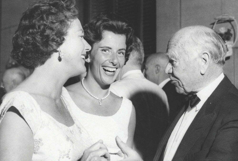 Kay McGuire, Lucinda (Vaughan) Flemer, Lord Beaverbrook. Taken at special dinner for Lord Beaverbrook, 1959.